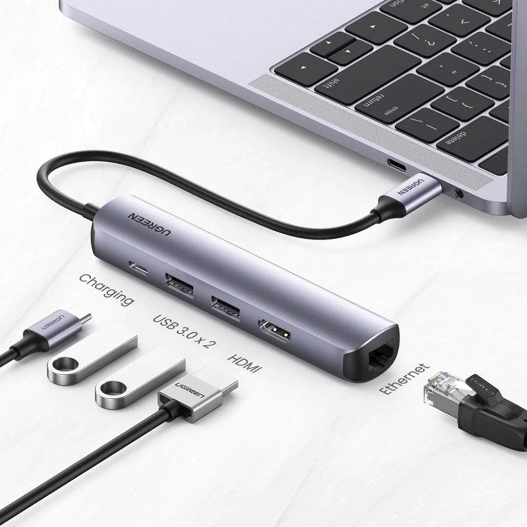 Hub 5 Ne 1 UGreen Me Porta 2xUSB-A + 1xUSB-C + 1xHDMI + 1xRJ45