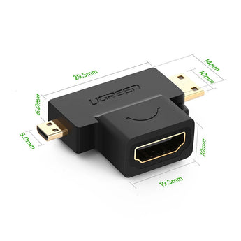 Adaptor 3 Ne 1 HDMI (F) Ne Micro HDMI + Mini HDMI (M) Ugreen