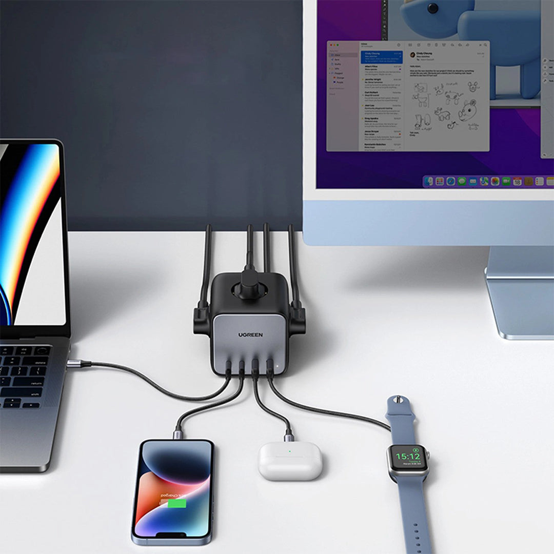 Multiprize 3 Vendeshe Me Porta 2xUSB-A Dhe 2xUSB-C Ugreen