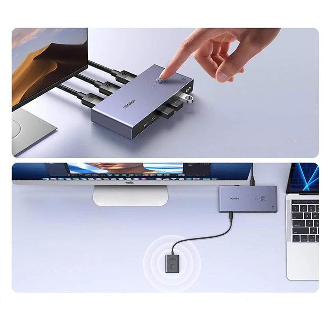 KVM Switch DisplayPort 1.4 Per 2 Kompjutere Me 4 Porta USB Ugreen