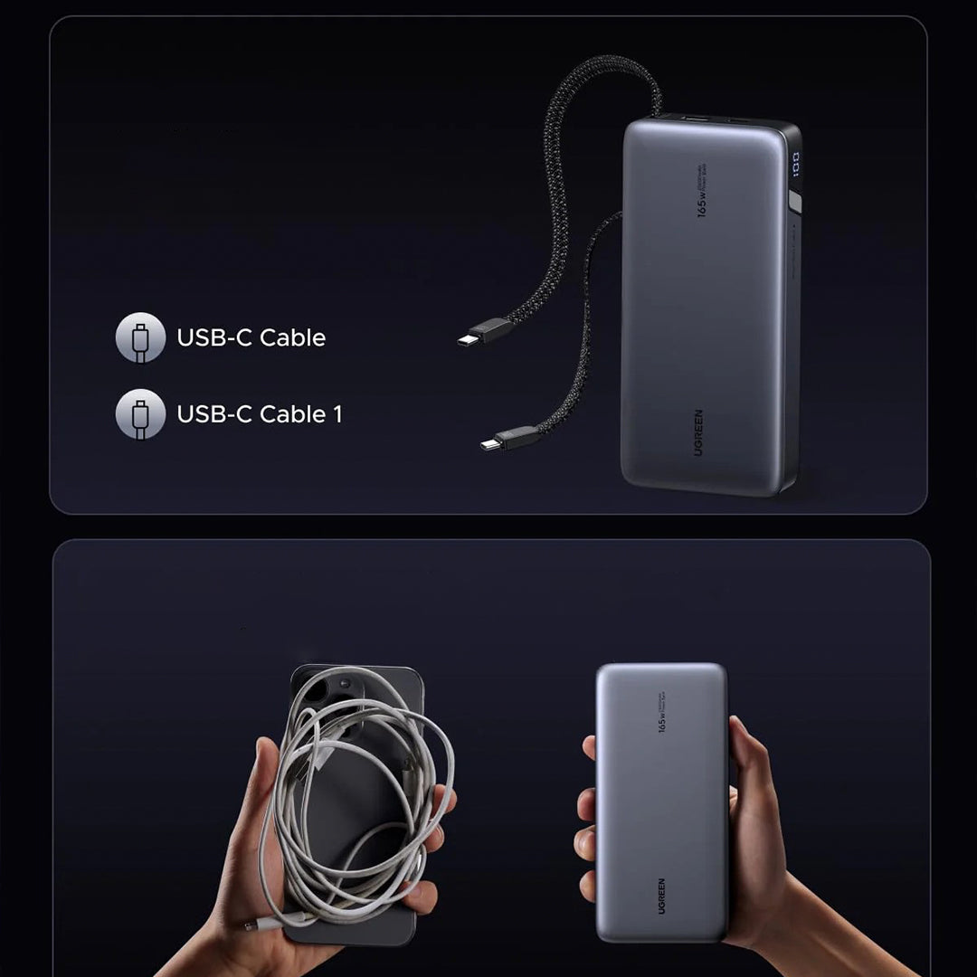 Bateri E Jashtme Me Dy Fisha Te Terheqshme Type-C 165W 25'000mAh Ugreen