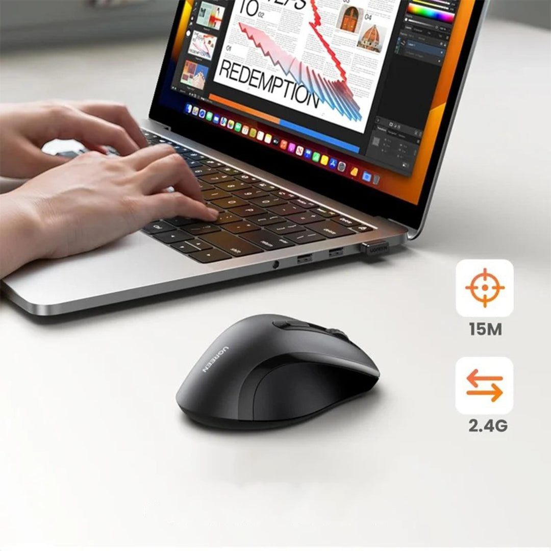 Maus Wireless Ergonomik Per Kompjuter Dhe Laptop UGreen