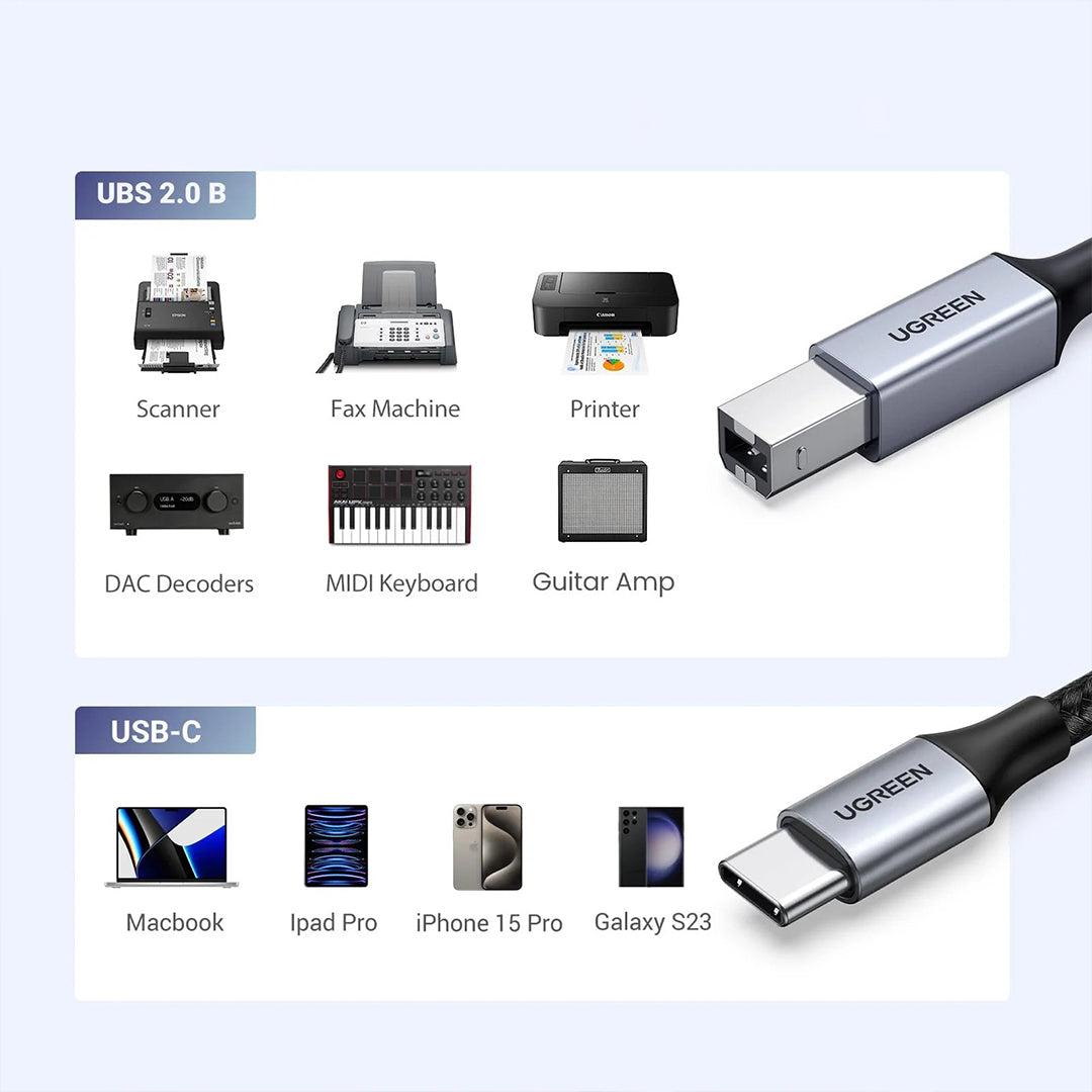 Kabell Printimi USB-C Ne USB-B UGreen 1m