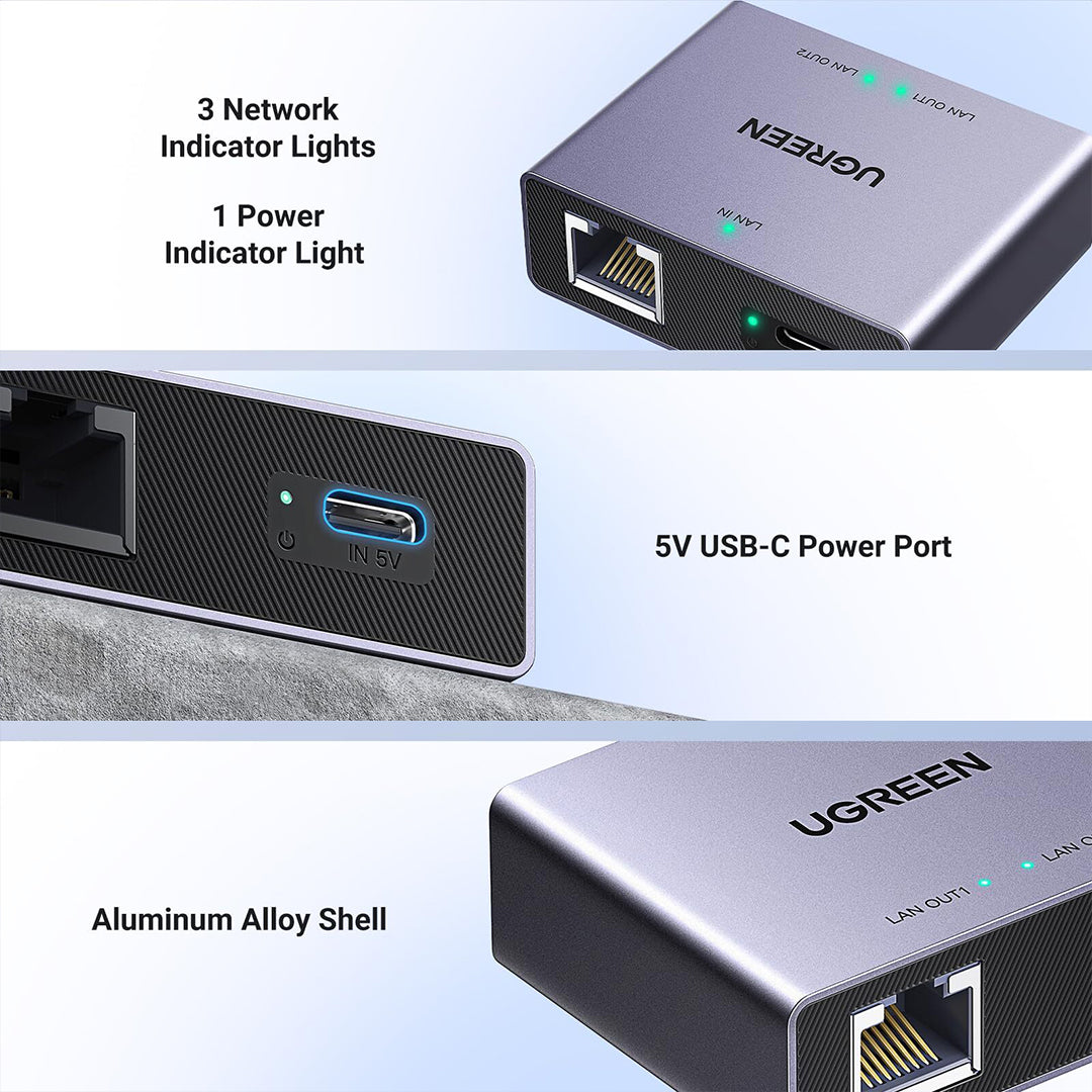 Adaptor Splitter Ethernet Ugreen 1Gbps 1 Ne 2