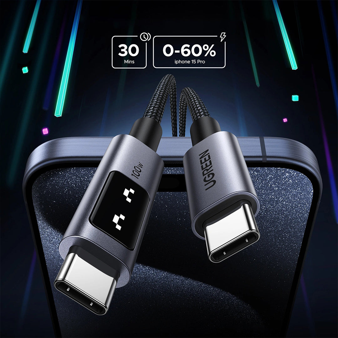 Kabell USB-C (M) Ne USB-C (M) Uno 100W 5A 1m Ugreen
