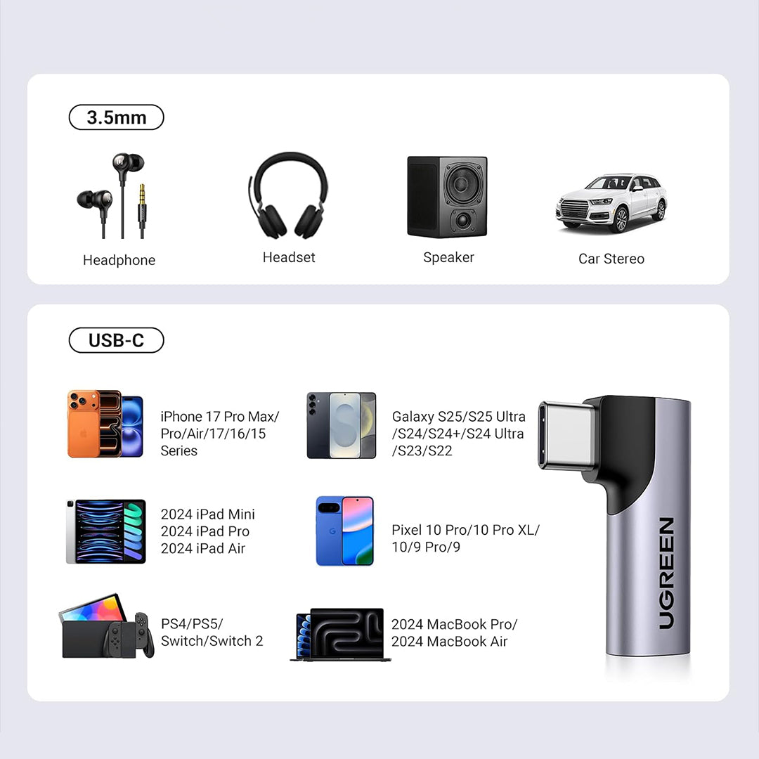Adaptor USB-C (M) Ne AUX 3.5mm (F) Ugreen