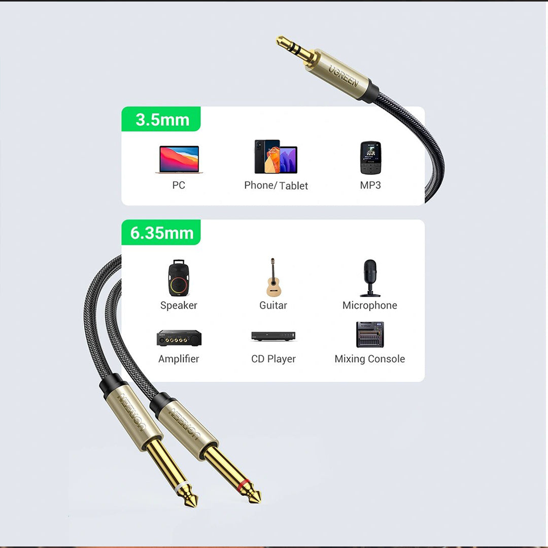 Kabell Audio 3.5mm Ne 2x6.35mm 2m Ugreen