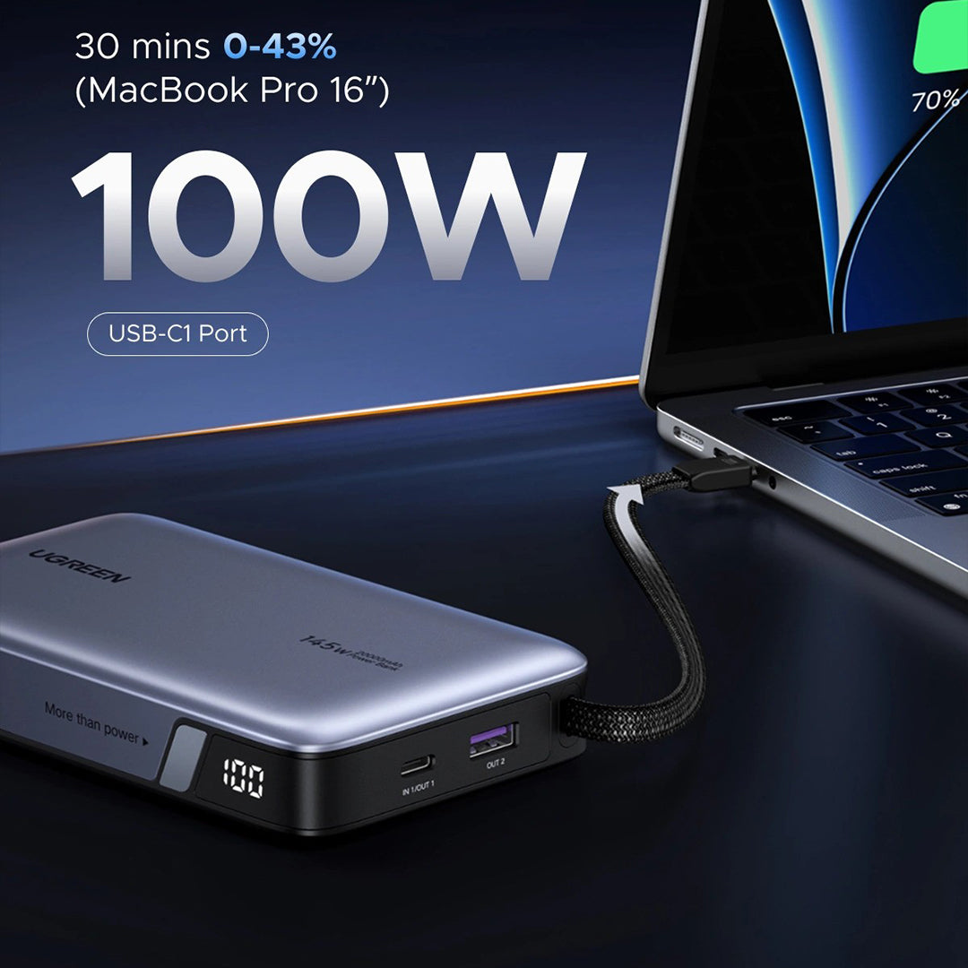 Bateri E Jashtme Me Fishe Te Terheqshme Type-C 145W 20'000mAh Ugreen