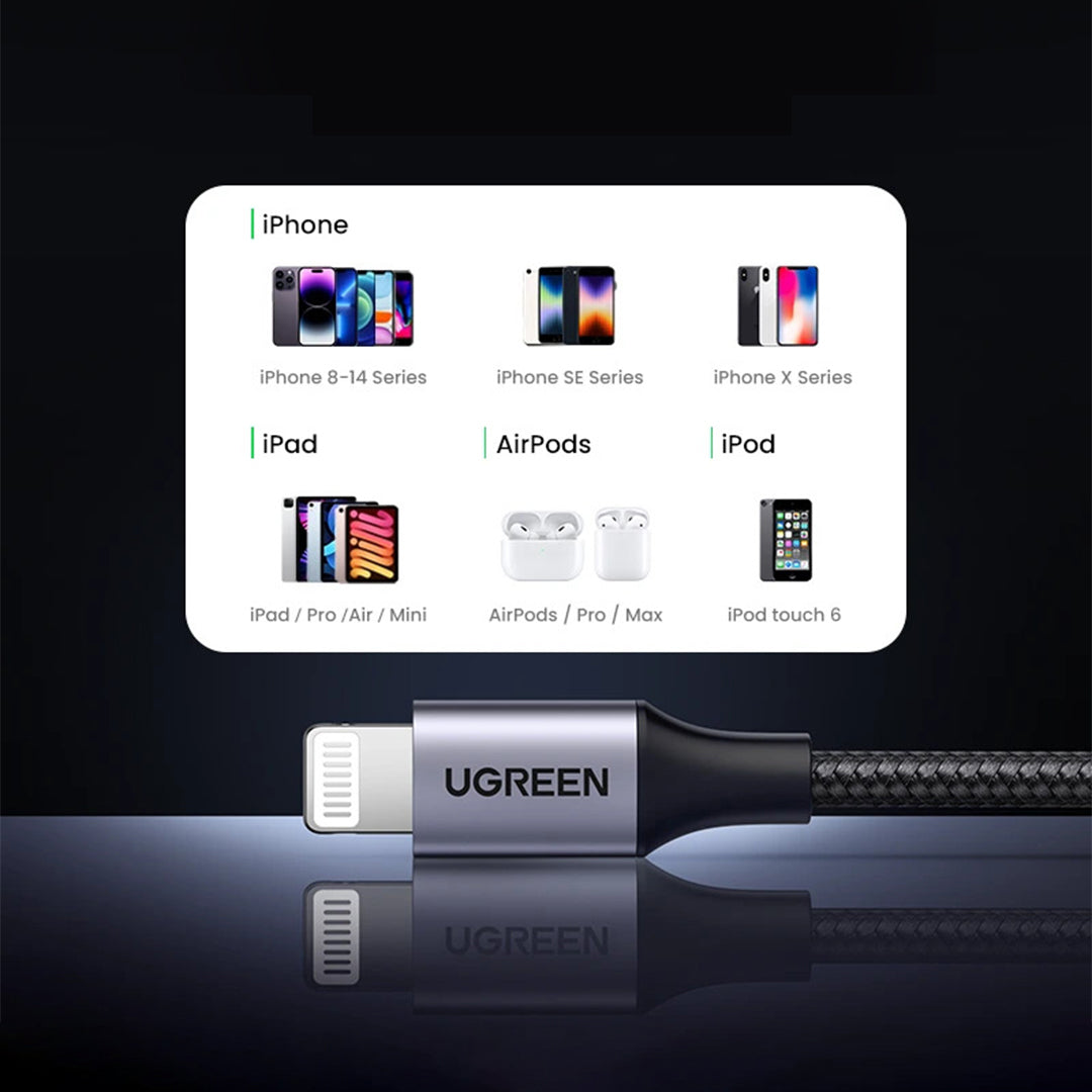 Kabell USB-A Ne Lightning MFi 2.4A UGreen 1.5m